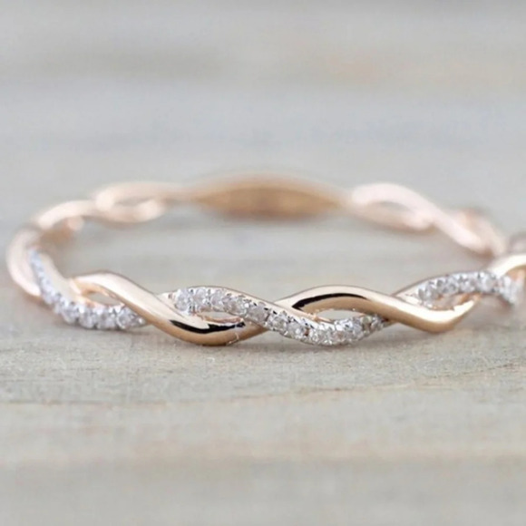 Delicate Rose Gold Twisted Ring - Picture 1 of 2